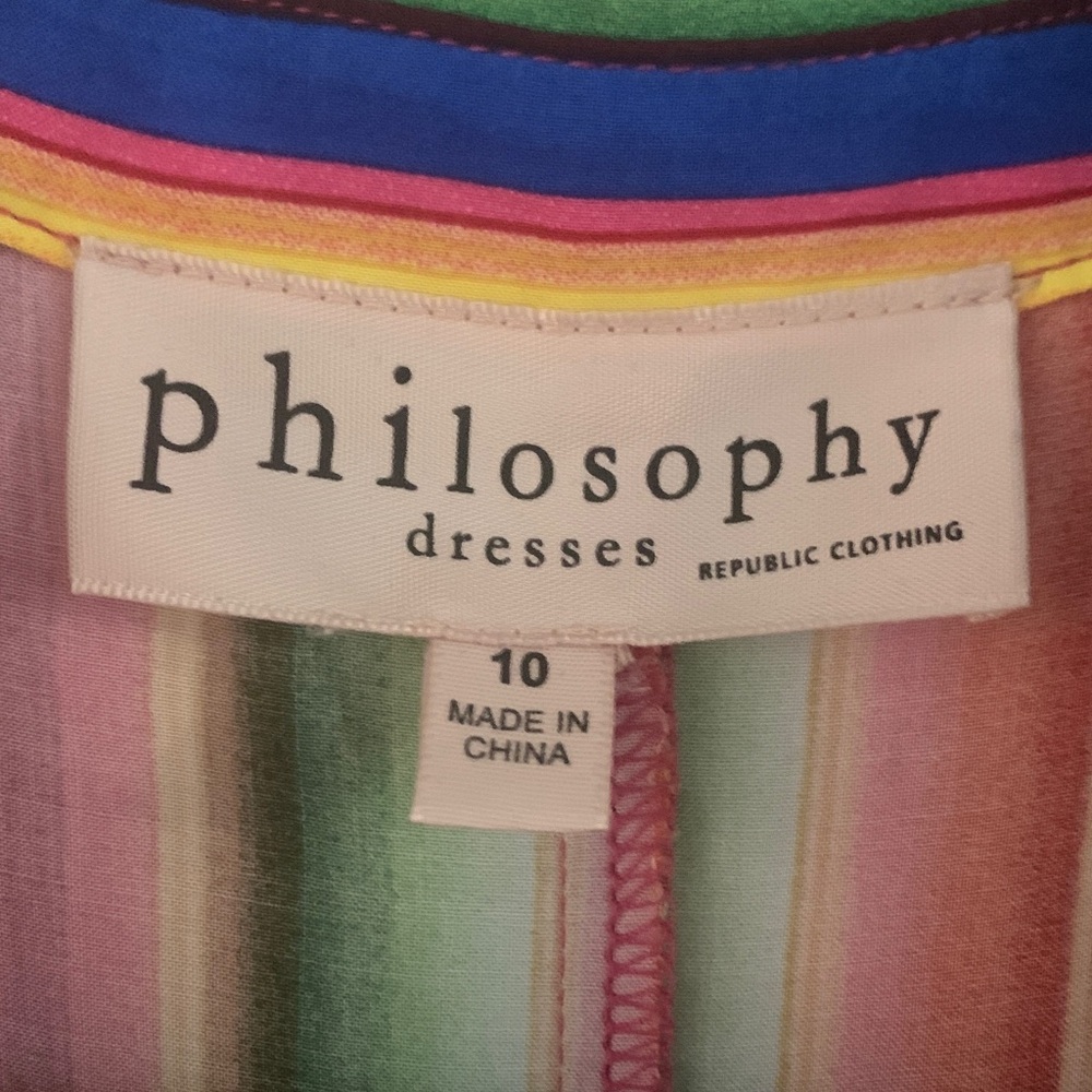 Philosophy Rainbow Striped Maxi shirt Dress size 10 - Picture 2 of 7